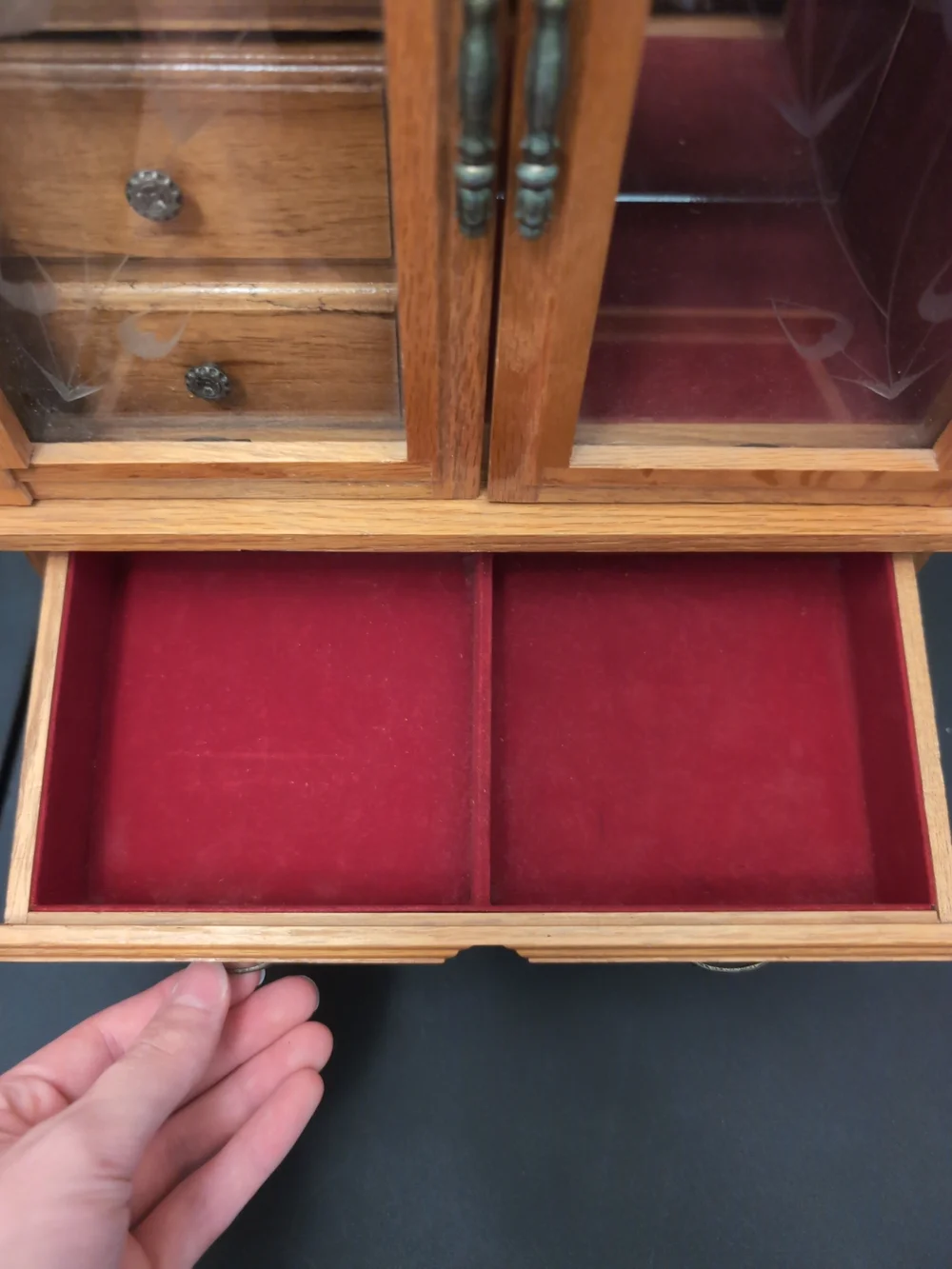 Wood Finish Jewelry Armoire with Glass Doors - Brown
